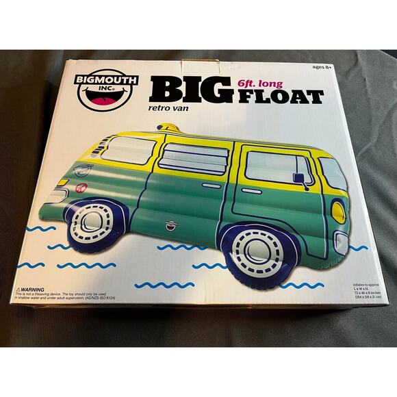 Big Mouth Pool Float Raft Retro Van 6 Foot New Cool Surfer Van Peace - Picture 2 of 2